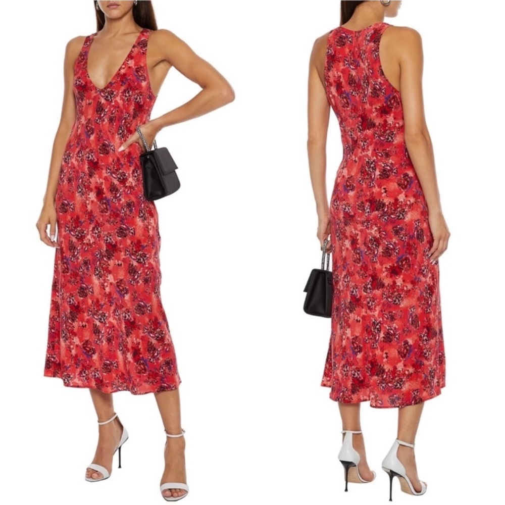 IRO Kaya Floral Silk MIDI Dress